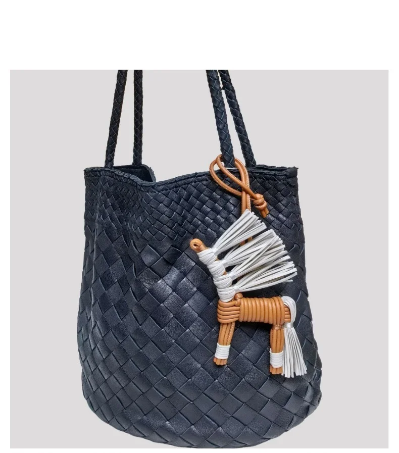 

Handwoven Horse Cartoon Luxury Keychain Bag Charm Leather Pendant Handbag Accessory