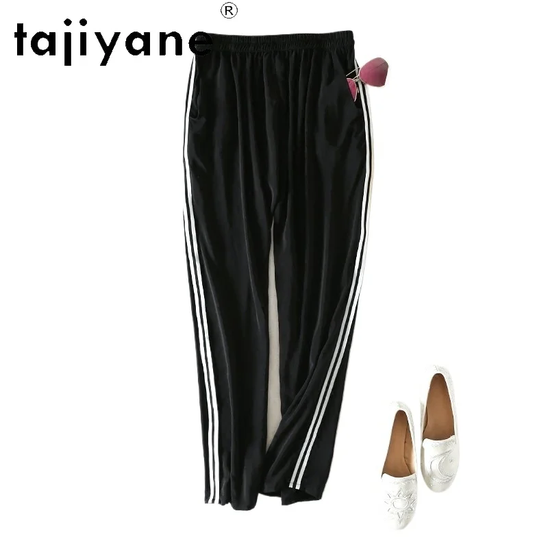 

TAJIYANE 100% Natural Mulberry Silk Pants Elegant Black Sweatpants Woman Harem Trousers Summer Clothes Women 2025 Pantalons