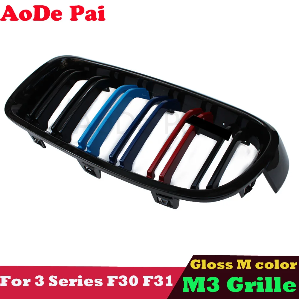 ABS Gloss M Color Front Kidney Grille Grill for BMW 3 Series F30 F31 316i 318i 328 320i 330i 340i 2012-2018