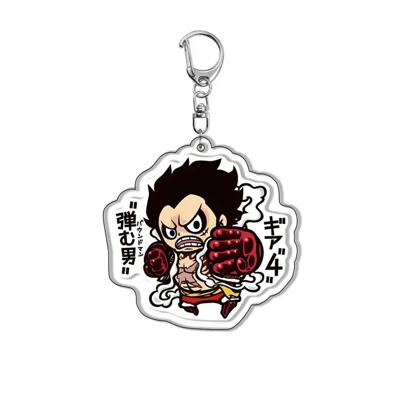 8pcs Japanese Anime One Piece Monkey D Luffy Four Levels and Five Levels Key Chain Gift Anime Merchandise