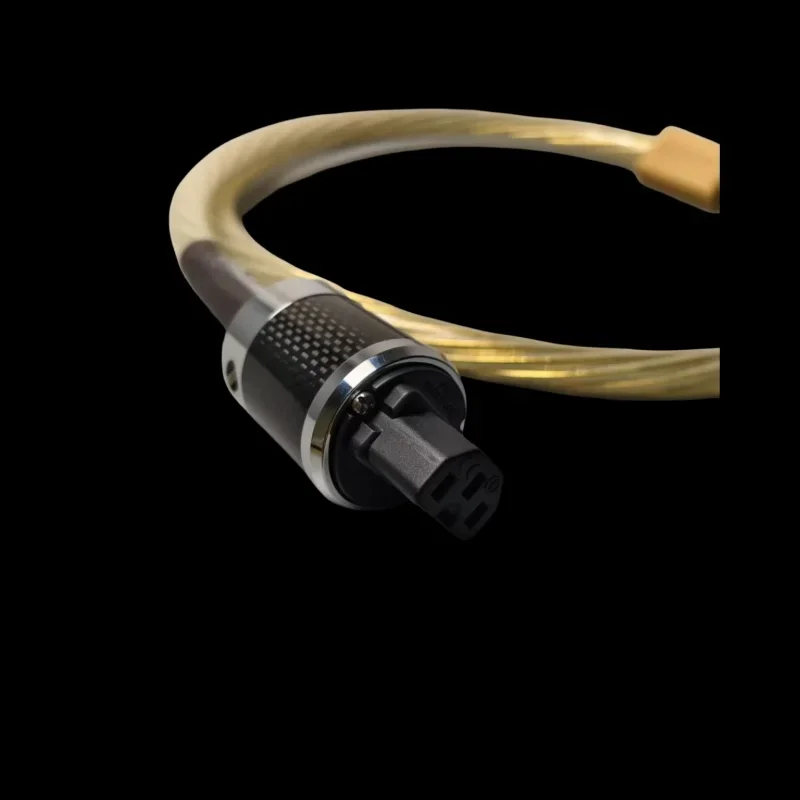 كابل طاقة ذهبي 8N OCC من ألياف الكربون المطلية بالفضة الاتحاد الأوروبي/الولايات المتحدة/الاتحاد الأفريقي مقبس طاقة الروديوم