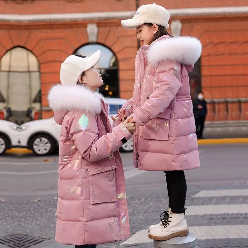 Winter Down Cotton Jacket Girls Waterproof Hooded Coat Children Outerwear Clothing Teenage 4-13Y Clothes Kids Parka Snowsuit