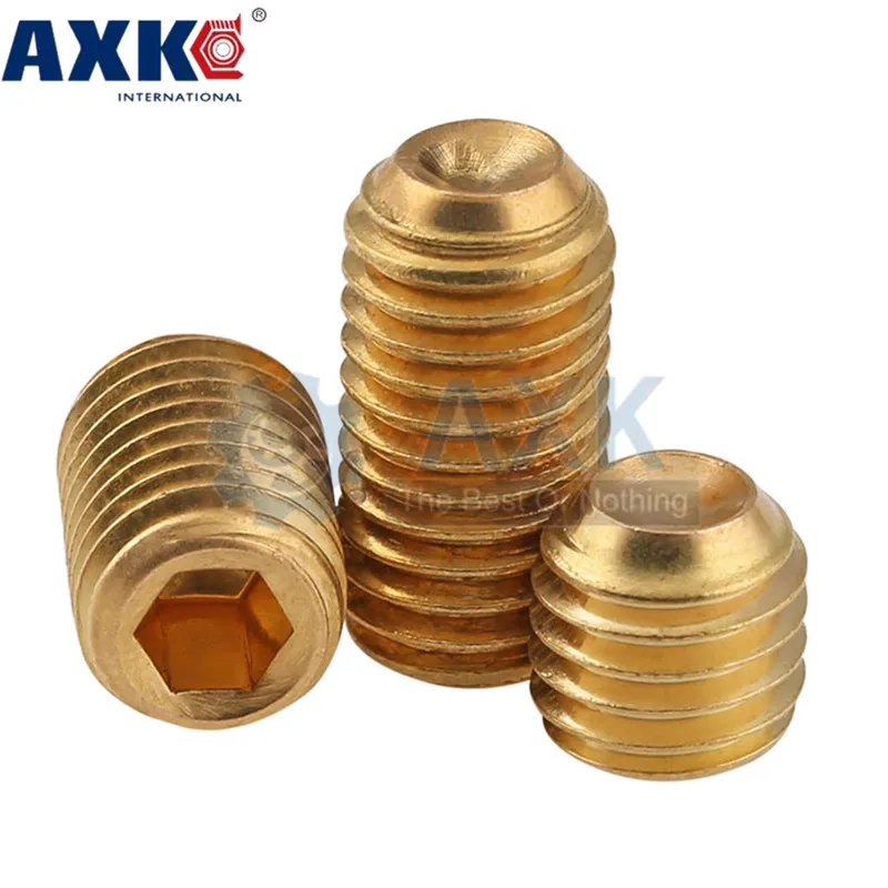 AXK 5-50Pcs DIN916 M3 M4 M5 M6 M8 M10 Hexagon Socket Set Screws With Cup Point Brass Grub Screw Bolts