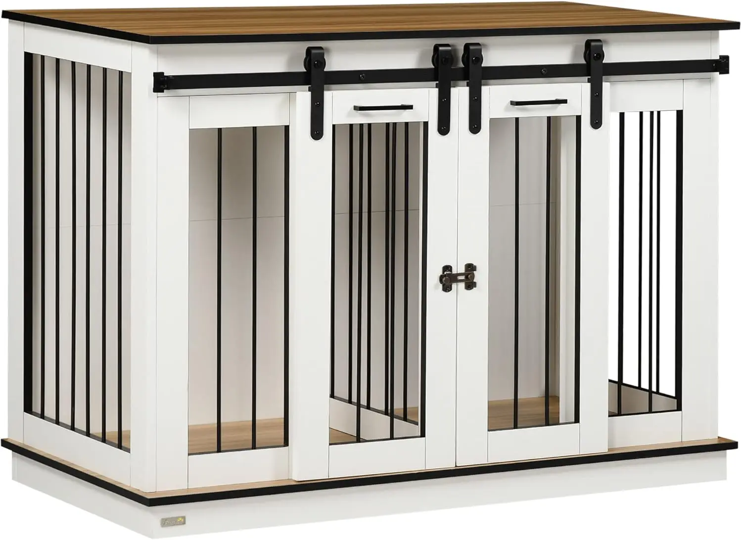 Pawhut Dog Crate Furniture With Divider, Dog Crate End Table For Small To Large Dogs, Large Indoor Dog Kennel With Double