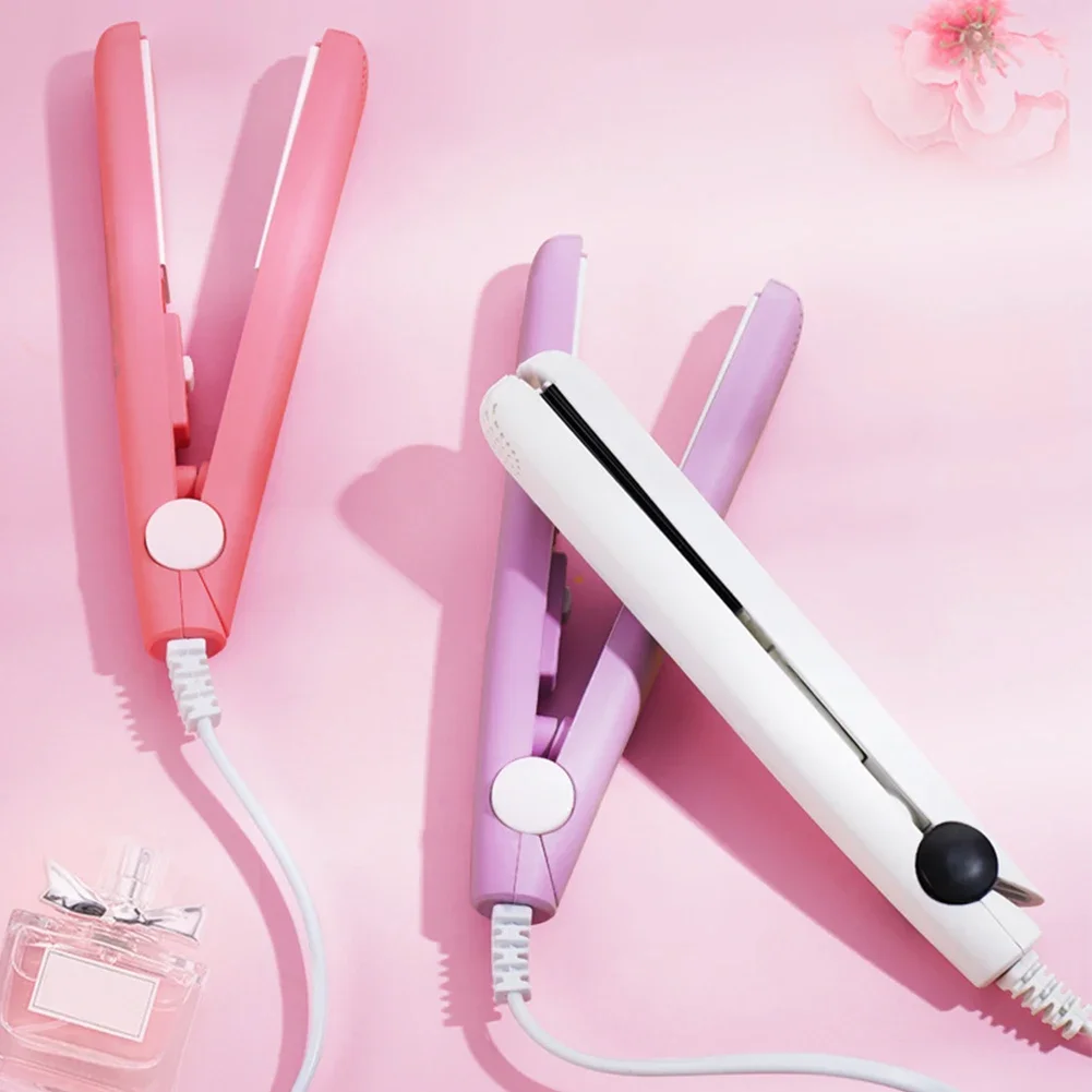 2-in-1 Ceramic Mini Hair Curler Portable Straightener Tourmaline Iron Heating Curling Straight Dual-purpose for Women