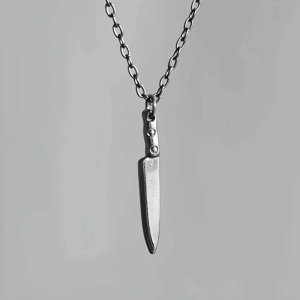 Personality Creative Gun-black Mini Knife Pendant Necklace for Men Women Hip-hop Rock Punk Collar Chain Jewelry Accessories Gift