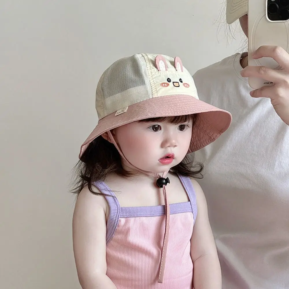 

Comfortable Breathable Kids Sun Hat Quick-dry Rabbit Cartoon Bucket Cap Korean Style Mesh Children Fisherman Hat Outdoor