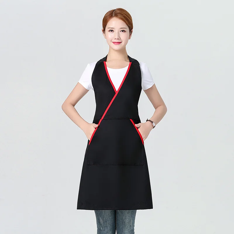 

Korean Woman Kitchen Antifouling Apron Adjustable Waiter BBQ Bar Restaurant Home Pinafore Gardening Coffee Shop Bib Accessories