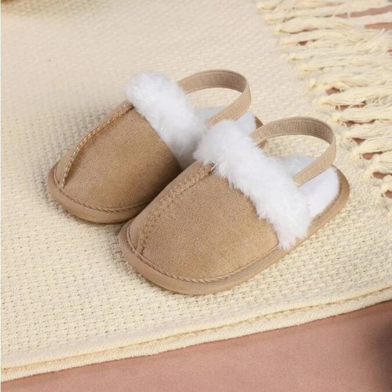 

Зимние детские тапочки, пушистые сандалии для мальчиков и девочек с плюшевой изоляцией, детская обувь на мягкой и нескользящей подошве