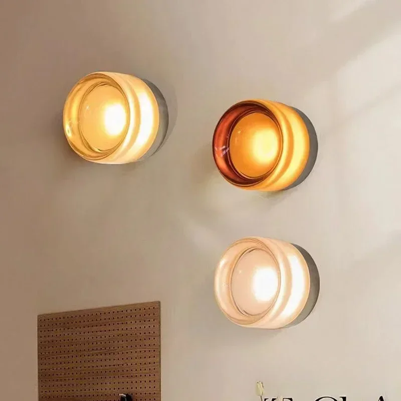 Nordic LED Wall Lamp Smoke Grey Amber for Indoor Home Decoration Bedroom Study Bedside Living Room Lighting Fixture