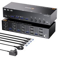 4K144Hz HDMI+2 Displayport KVM Switch 3 Monitors 4 Computers 8K KVM Switch Triple Monitor for 4 PC Share 3 Display USB 3.0 Ports