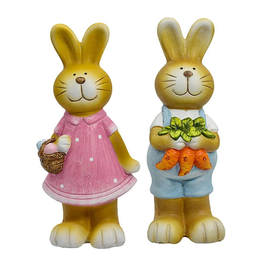 

2Pcs Bunny Garden Statue Creative Rabbit Craft Decor Desktop Car Ornament Small Rabbit Sculptures Micro Landscape