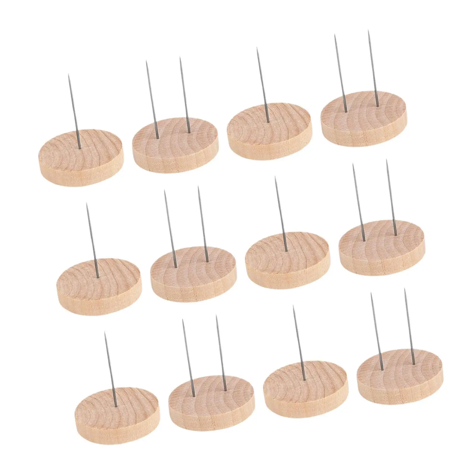 12Pcs Crochet Doll Stand Storage Rack Practical Metal Pins Creative Doll Display Holder Wooden Base for Felting Animal Dolls