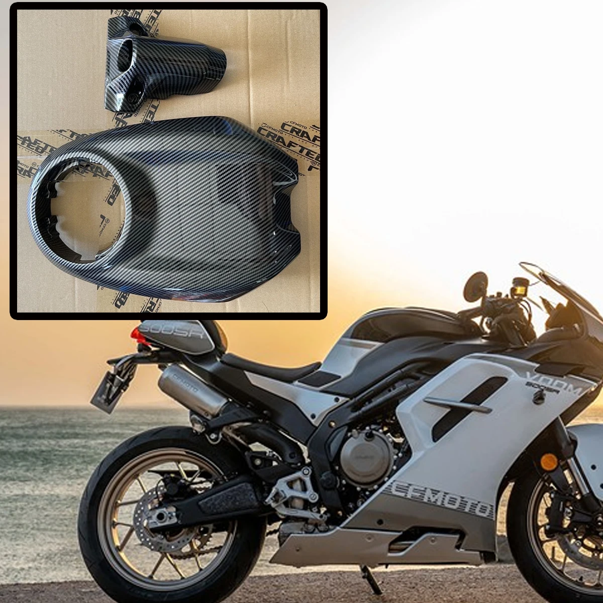 

Fit for CFMOTO 500SR VOOM Electric hood fuel tank cover motorcycle modified carbon fiber fuel tank decorative cover