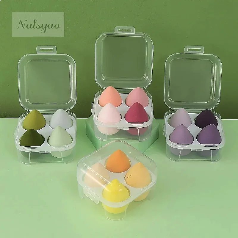4PCS Beauty Eggs Set Seamless Smudging Hygienic Prevents Bacteria Buildup Flawless Makeup Sponge Blender with Case