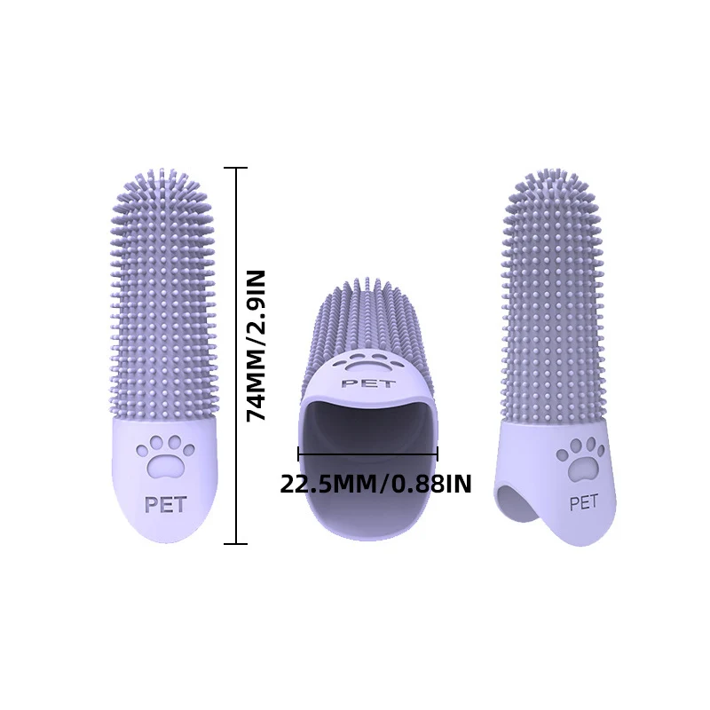 1/2Pcs Soft Silicone Dog Toothbrush 360° Finger Toothbrush for Dogs Cats Durable Pet Finger Brush Tooth Cleaning Tool