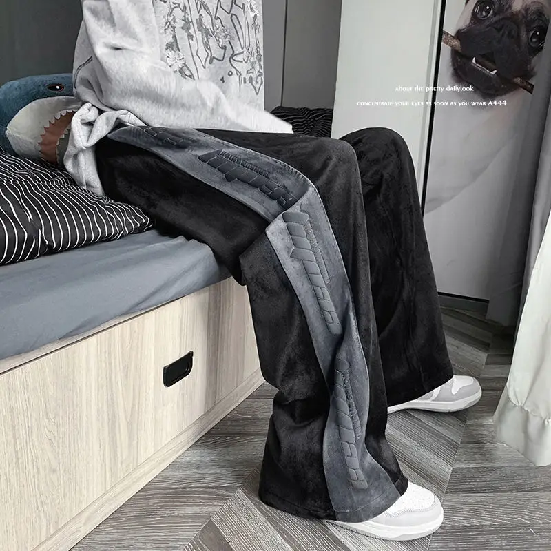 Loose Wide-leg Straight Trousers Spring Autumn 2022 Fashion American High Street Hip-hop Style Trend Men Women