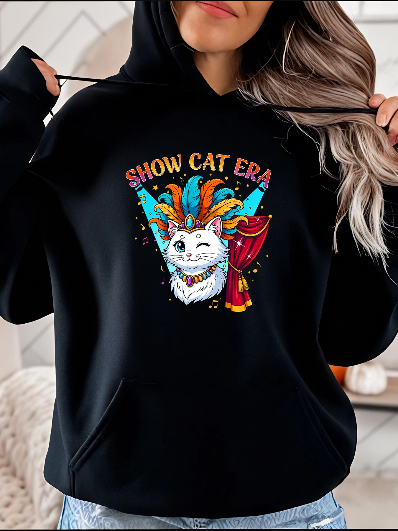 

Толстовка с капюшоном Cat Era и кошачьим принтом, повседневная модная женская толстовка, уличная одежда 280