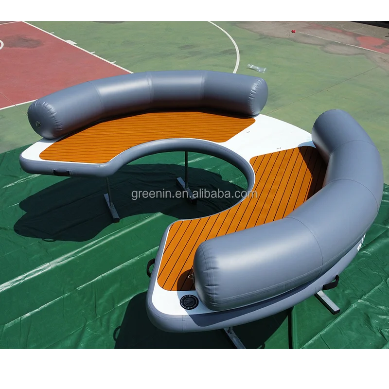 

Floating Water Platform Inflatable Island Floating Dock Outdoor Foldable Inflatable Drop Stitch Dock C-shaped Deck