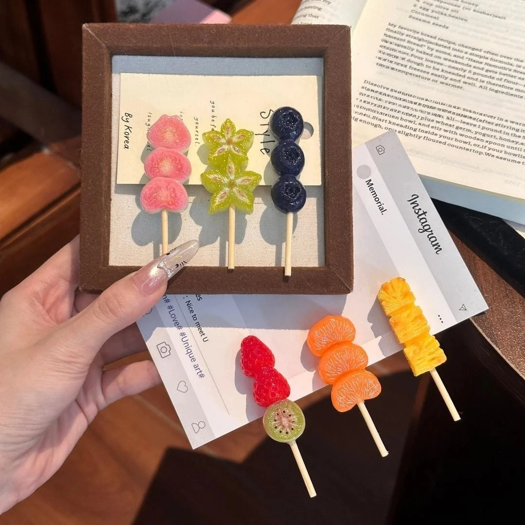 Cute Funny Simulation Fruit String Duckbill Clip Cartoon Teen Girls Side Barrettes Versatile Trendy Hair Accessories