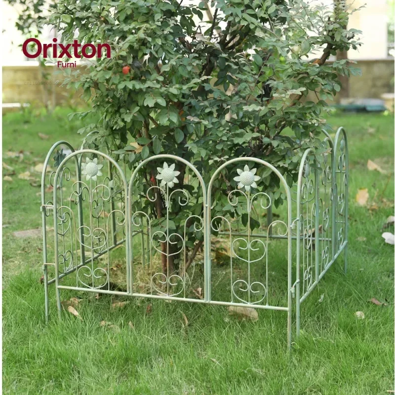 European Style Iron Fence Outdoor Plant Barrier Aged Craft Partition Fence, Modular Trellis for Climbing Vines, Garden Separator