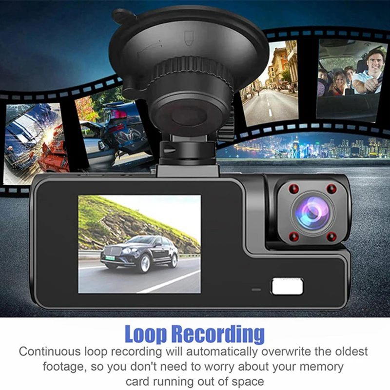 FULL-Car Dash Cam Full HD Front & Inside Car Driving Recorder Dash Camera With 140° Wide Angle, G-Sensor,Loop Recording