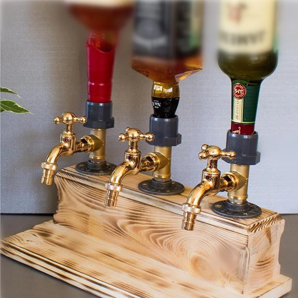 

Whiskey Wood Dispenser Faucet Shaped Whisky Liquor Dispenser Perfect Wine Alcohol Table Wine Holder Cocktail Beverage Beer