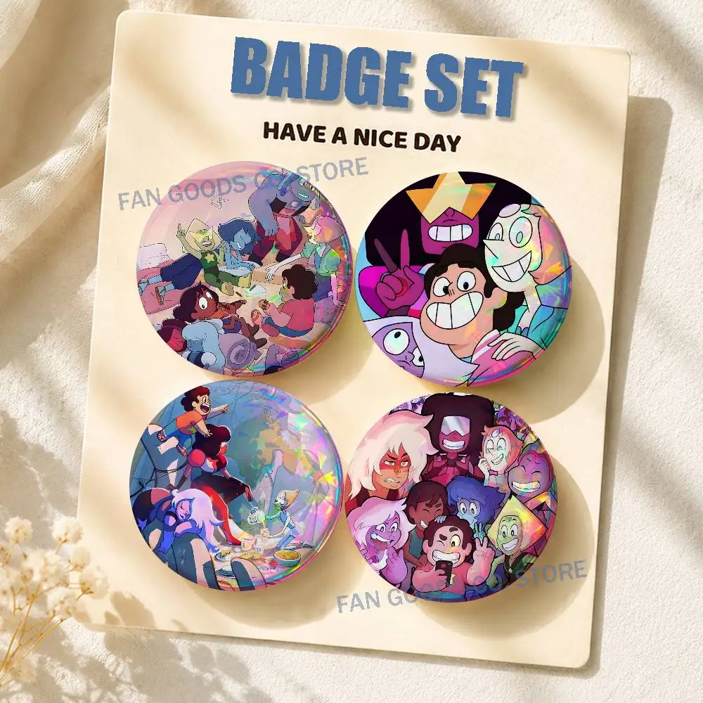 

Cartoon S-Steven U-Universe 2-piece set Pins Backpack Clothes Jewelry Accessories Round Brooch Button Badge Fans Collection Gift