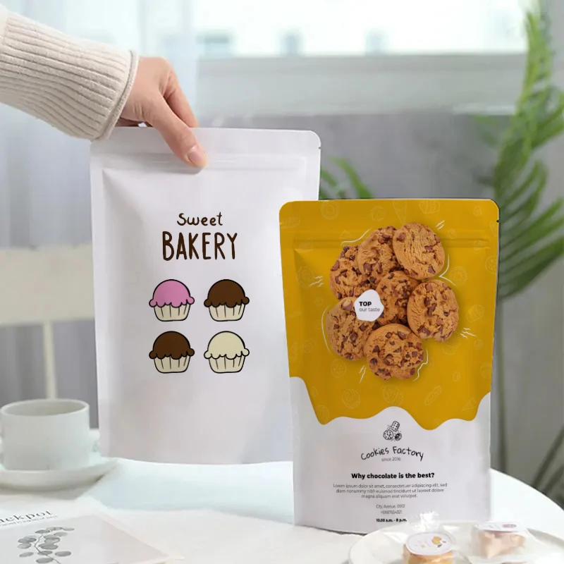 Best Selling,White Kraft Paper Bag,Waterproof, Inner Aluminum,Nut,Biscuit,Food,Packaging Bags,Custom Logo