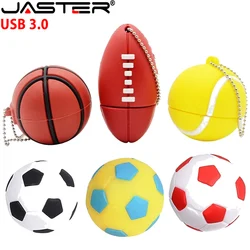 Football USB 3.0 Flash Drive 64GB Free Key Chain Pen Drive 32GB Creative Gifts Cartoon Memory Stick Black White Red Pendrive 16G
