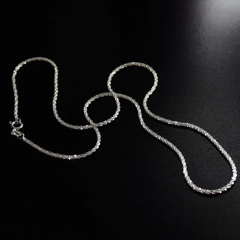 Autêntico S925 Sterling Silver Necklace 2mm Espumante Collarbone, Camisola Cadeia, Alta Charme Jóias Presente Mulheres