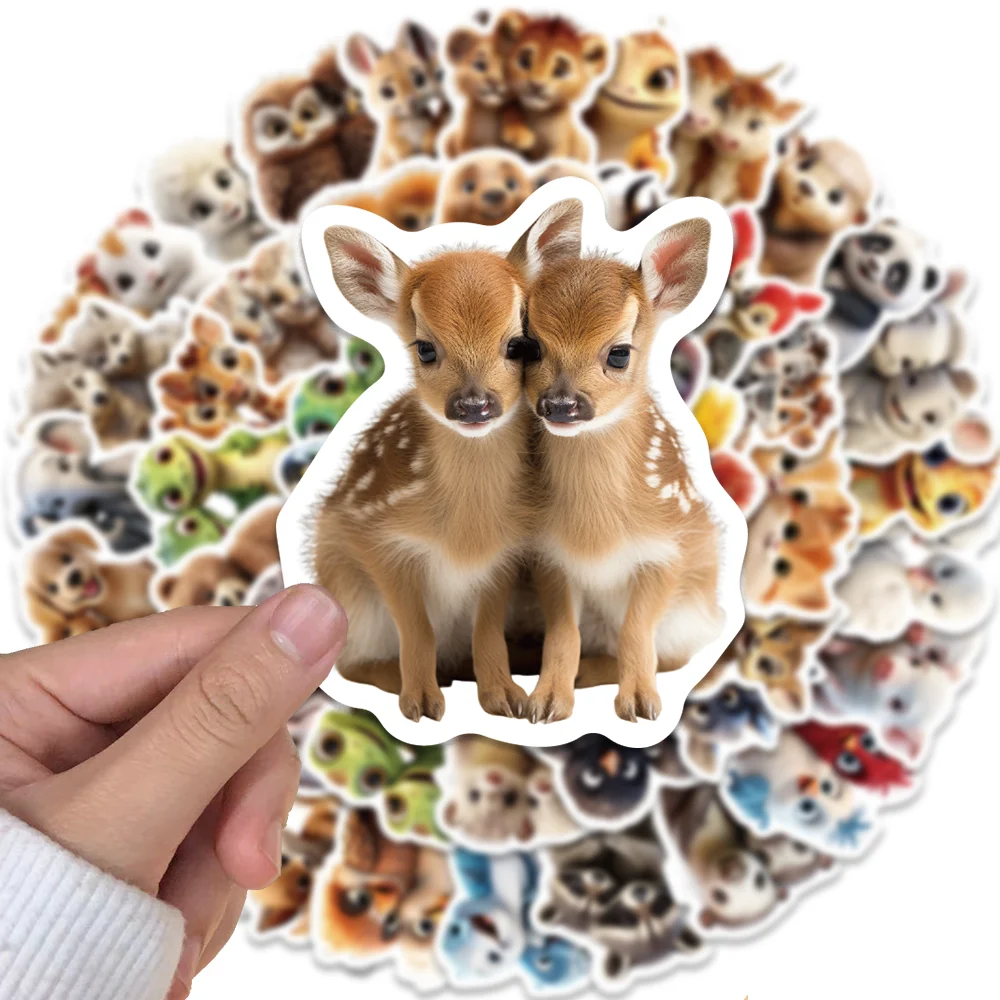 50pcs Classic Animals Stickers Waterproof Decoration Decals DIY Laptop Guitar Phone Case Cute Jungle Zoo Wild Sticker Kids Toy