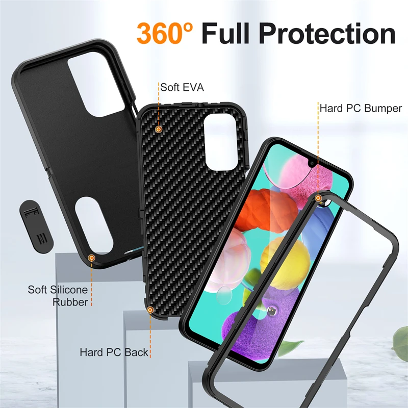 Heavy Armor Defend Shockproof Phone Case For Samsung Galaxy A15 A54 A14 A04S A13 A53 5G Hard Plastic Frame TPU Rubber Back Cover