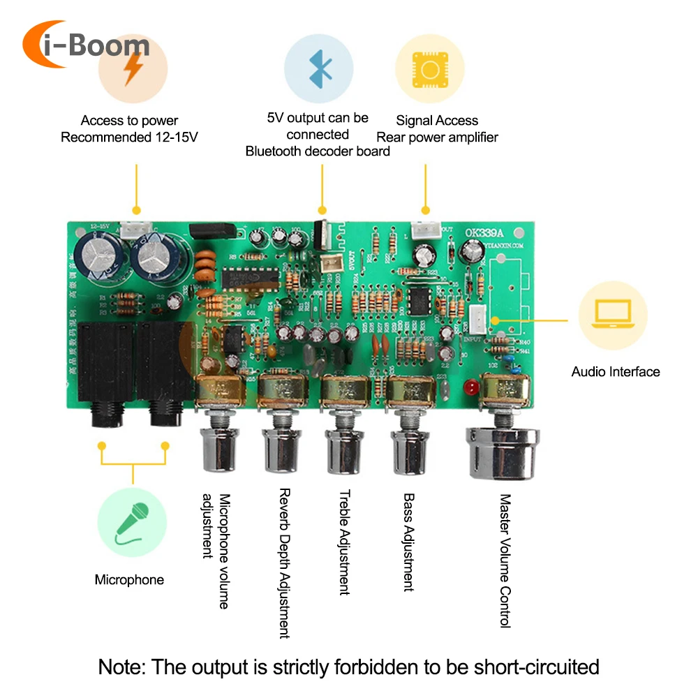 PT2399 Reverb Preamp Mixing Board Amplifier Dual Microphone Input Karaoke Amplifier Module Connectable USB Bluetooth Decoder