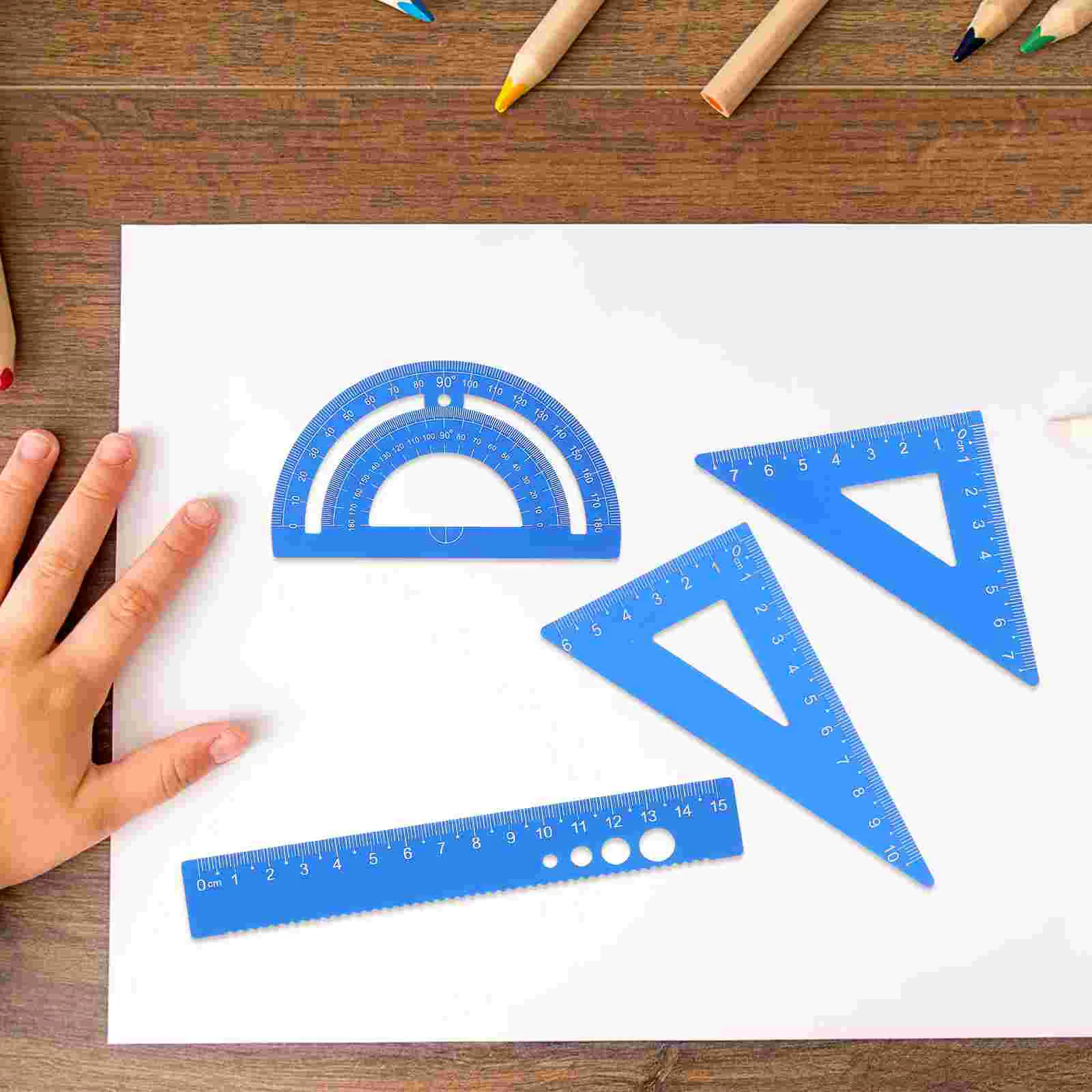 Aluminum Alloy Ruler Triangle Protractor Measuring Tools for Students Engineers Geometry Kit Metal Rulers Drafting