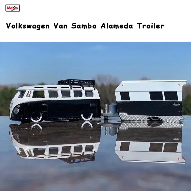 Maisto 1:64 Design Tow & GO Volkswagen Van Samba Alameda Trailer car model Toys collection gift toy boys