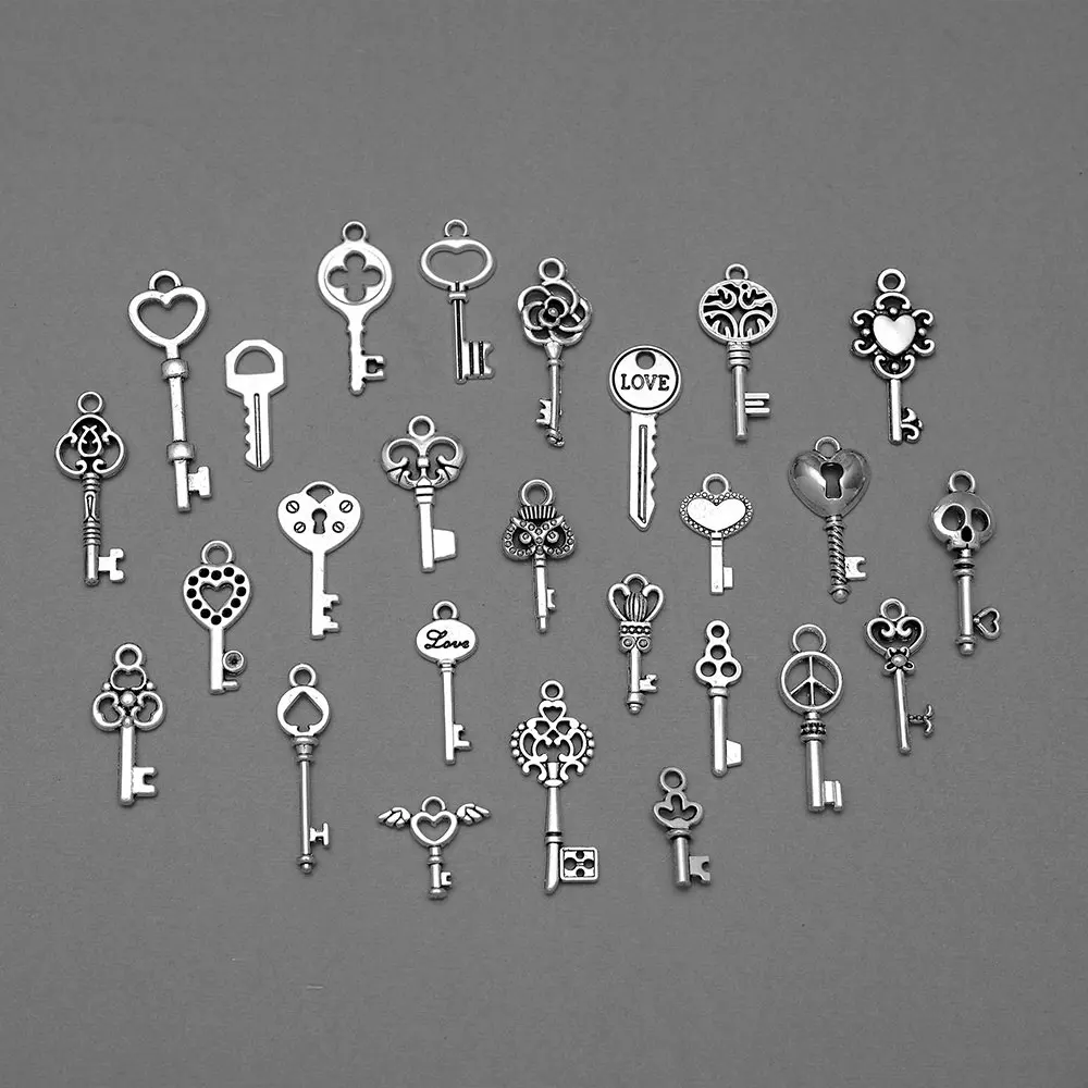 26/40pcs/lot Vintage Antique Cute Key Charms Mixed Keys Pendant For Diy Jewelry Making Supplies Accessories Bulk Items Wholesale