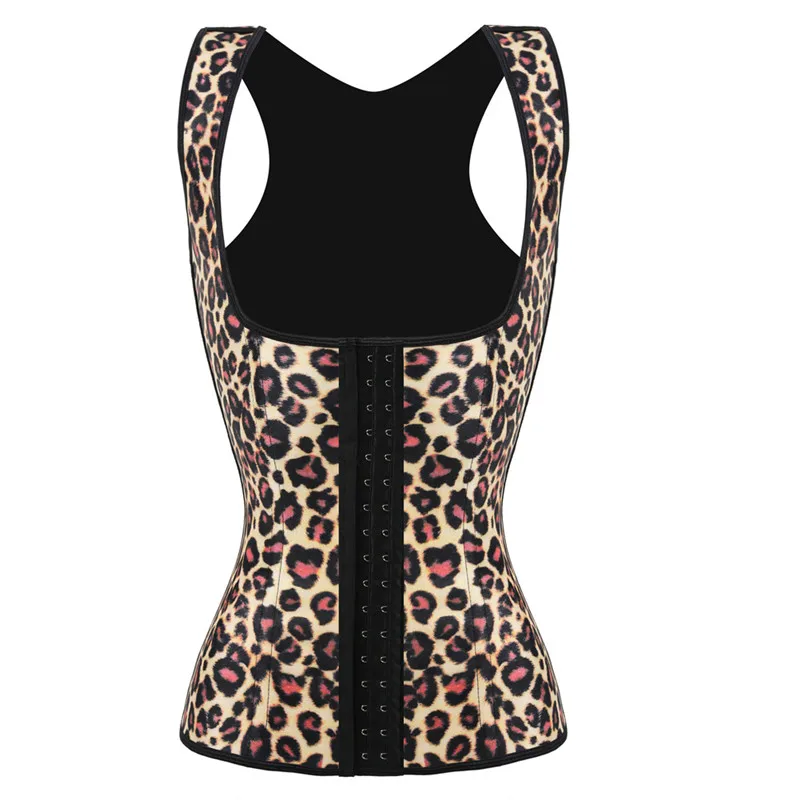 Leopard Print Slimming Tummy Body Shaperwear Women Latex Waist Trainer Sports Vest Corset Steel Bone Fajas Shaper Sash Reductive