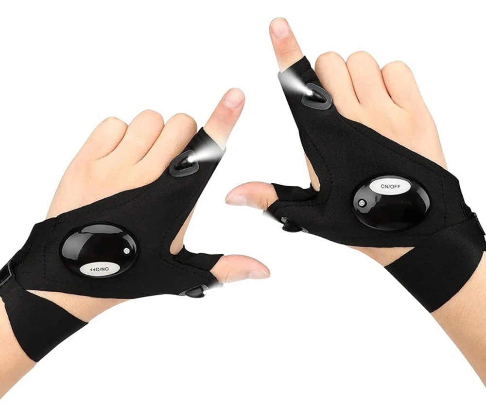 Fingerless LED Glove Flashlight Waterproof Gloves Torch Outdoor Gear Night Light Fishing Camping Hiking Survival Light Tool