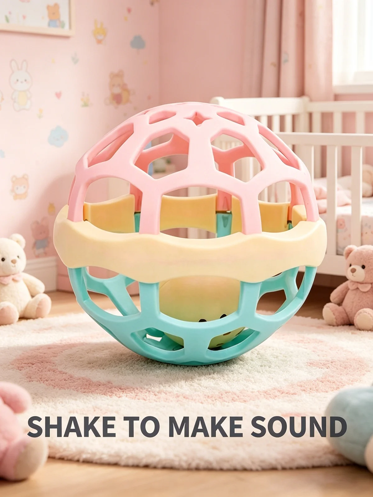 Baby Toys 360° Rotating Rattle Ball Learning Grasping Activity Development Toy Silicone Soft Teether Sensory Babies Montessori
