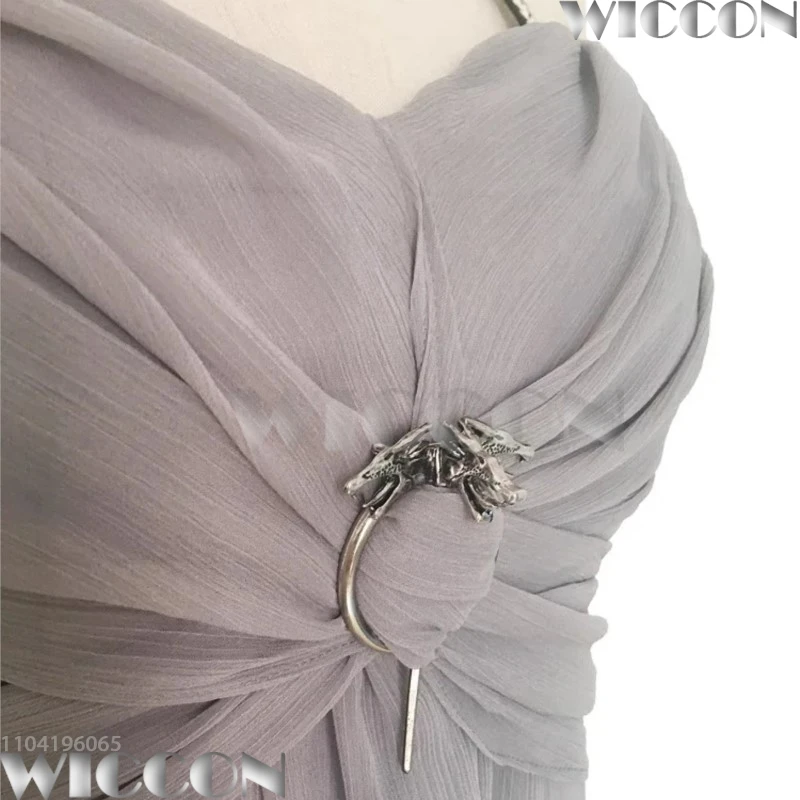 Medieval Ceremonial Dress Daenerys Woman Dragon Mother Queen Targaryen Anime Cosplay Gray Clothes Blonde Wig Halloween Roleplay view 4