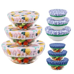 3Pcs Bowl Covers Set Elastic Reusable Bowl Covers 3 Size Dish Covers Cotton Cloth Food Storage Container Cover for Home Kitchen