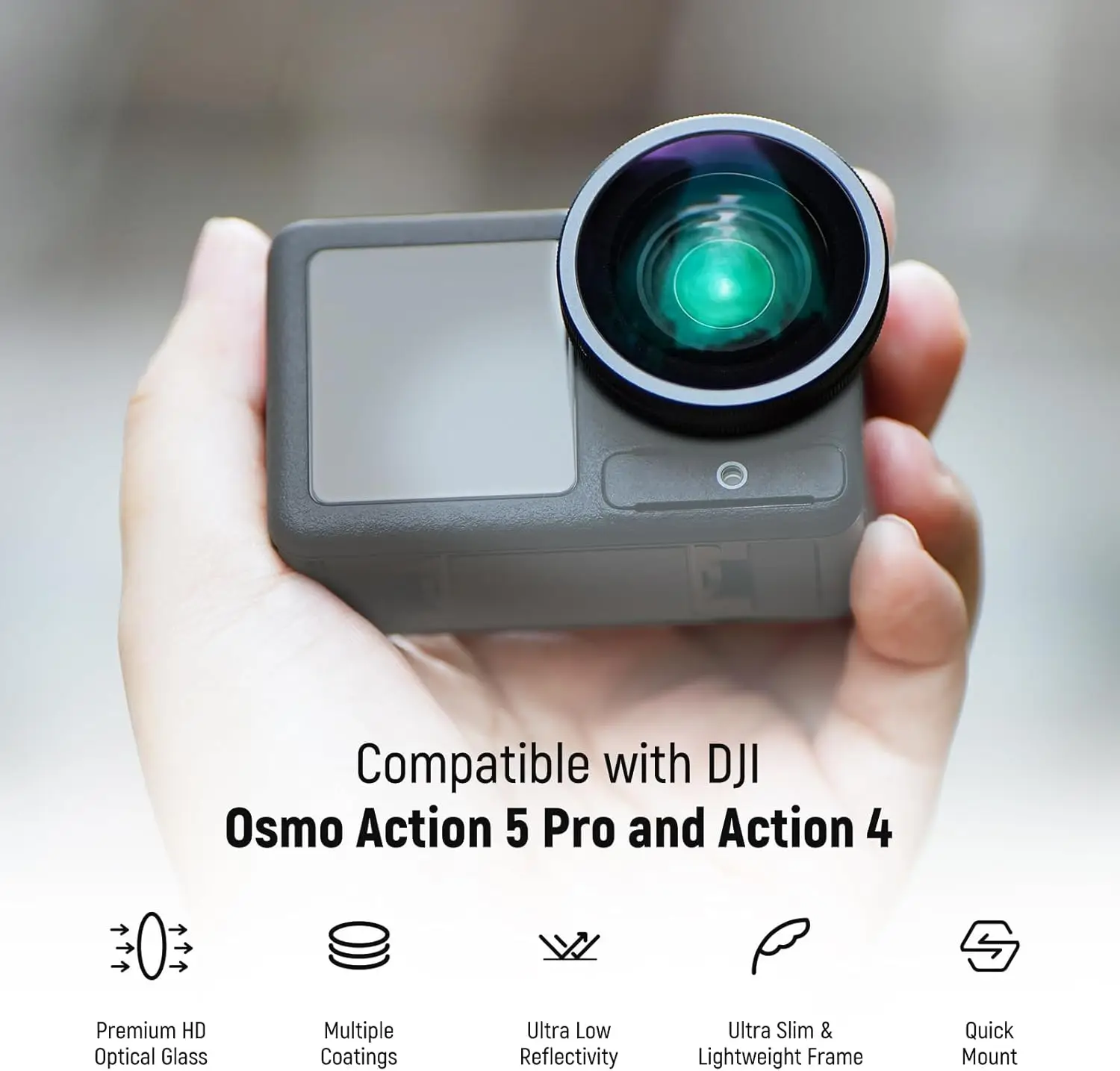 NEEWER Variable ND Filter Lens Kit Screw On Multicoated HD Optical Glass ND8-32 for DJI Osmo Action 5 Pro/4 ﻿