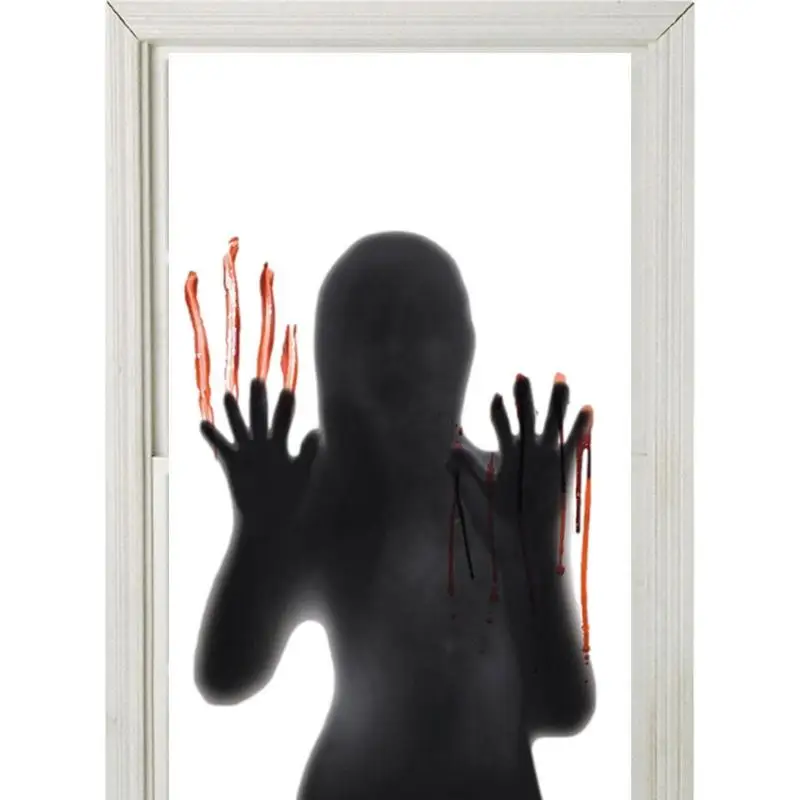 Halloween Window Clings Self-Adhesive Horror Decals With Bloody Ghost Hand Horror Stickers For Window Wall Floors Indoor/Outdoor