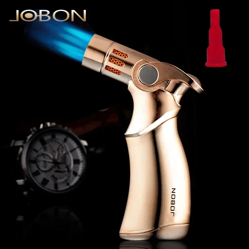 

JOBON Creative Metal Outdoor Windproof Butane Gas Lighter Blue Flame Turbo 4 Torch Jet Cigar Lighter Kitchen Baking BBQ Tools