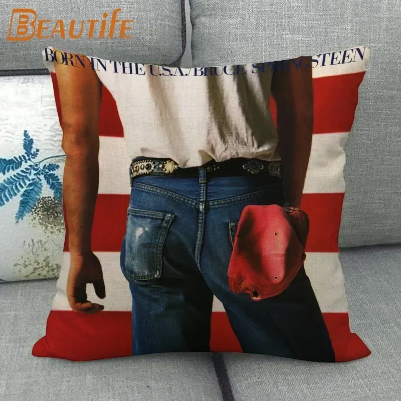 Custom Bruce Springsteen Pillowcase 45X45cm Wedding Decorative Eco-Friendly Cotton Linen Fabric Pillow Case