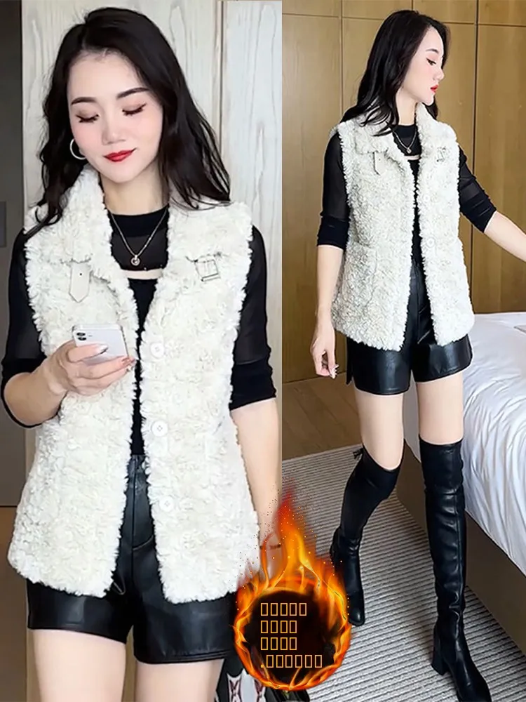 Thiened Fce 따뜻한 여성용 조끼 2026 겨울 신상 슬림 V넥 출퇴근용 순색 프랑스 스타일 조끼