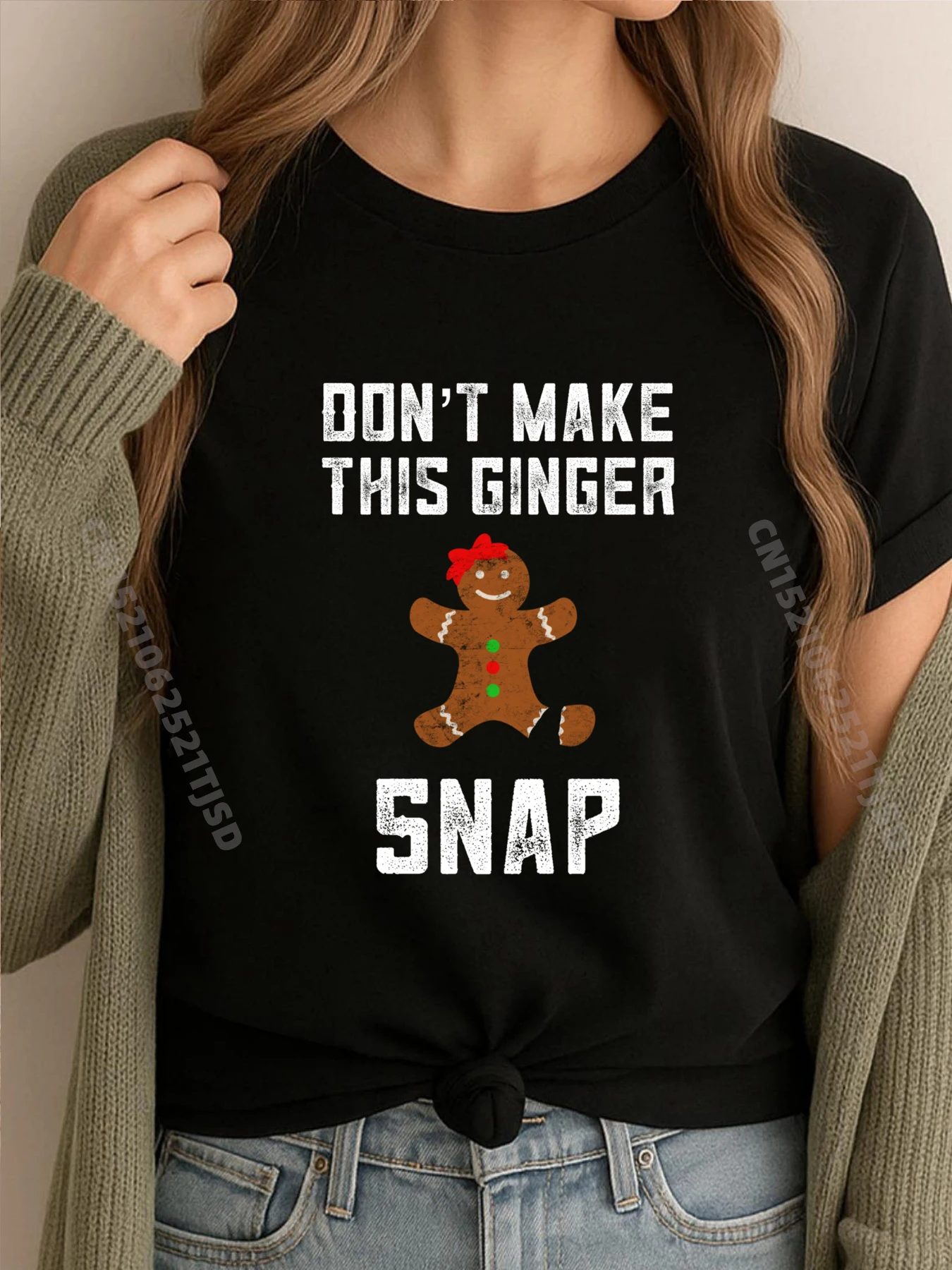 

Don it Make This Ginger Snap Ginger Christmas Redhead Белая футболка с рисунком Дешевая повседневная футболка
