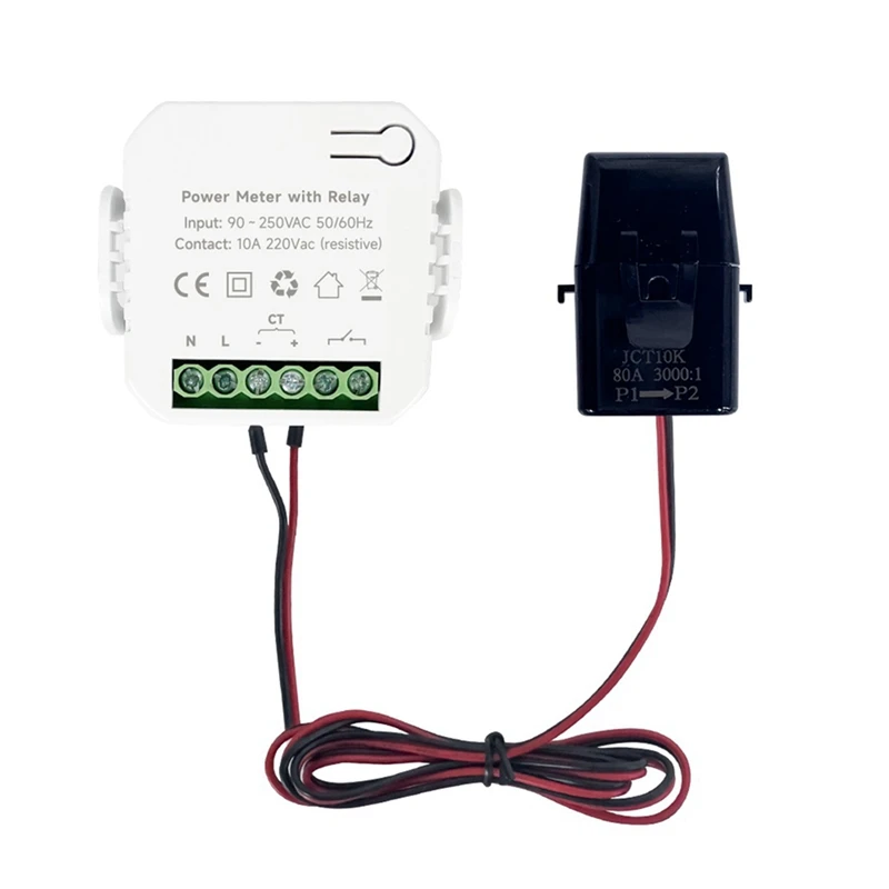 TUYA Smart Life Wifi Energy Meter 80A With On/Off 1 Transformer PV Solar Bi-Directional Multifunction Energy Meter Easy Install