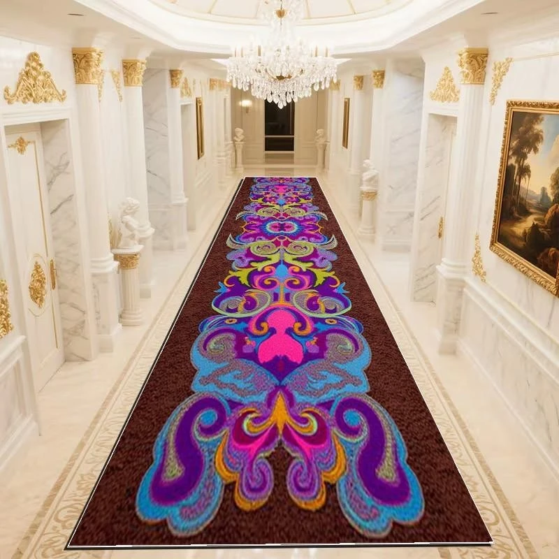 VIKAMA Bohemian Colorful Symmetrical Floral Print Runner Rug Non Slip Soft Hallway Carpet for Corridor Entryway Living Room Home